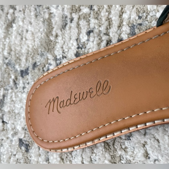 Madewell Addie Leather Sandals Size 8 Strappy Slides Flats Black Tan Boho - Picture 4 of 7